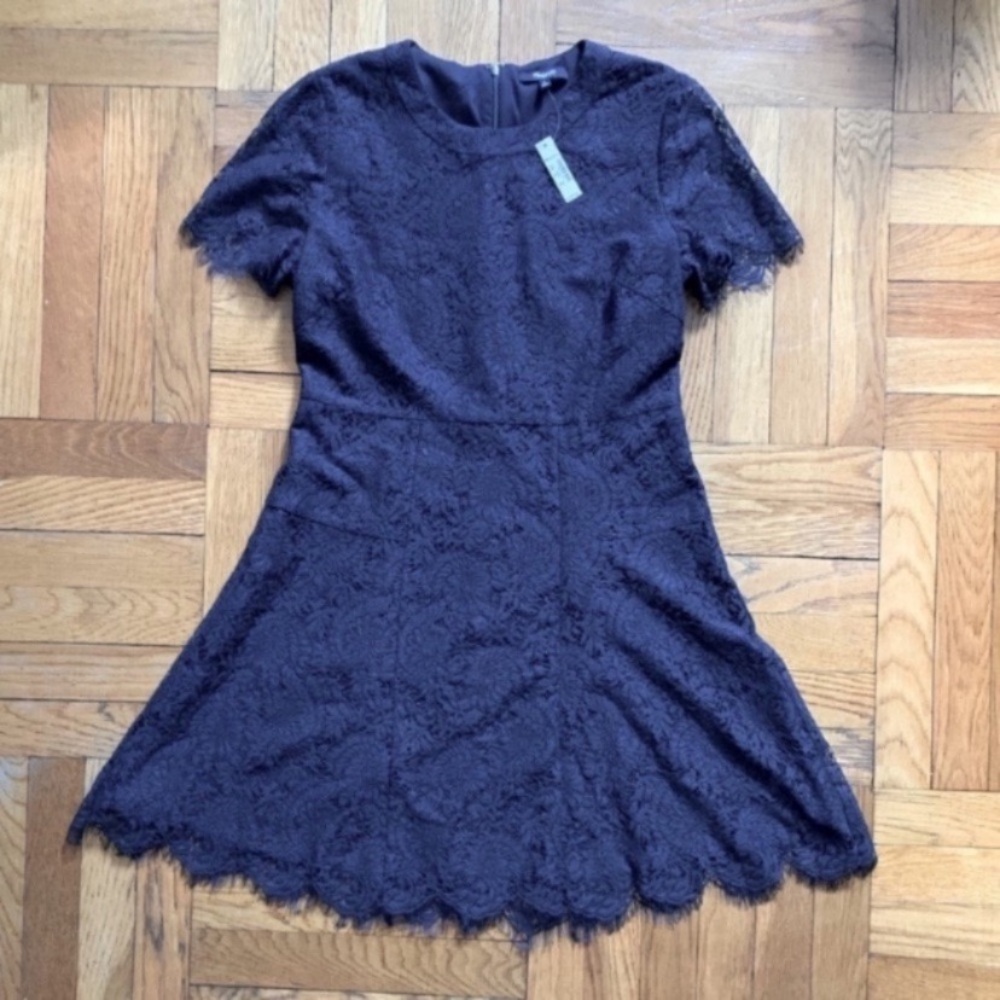 🆕 Madewell Lace Shift Dress Navy Blue - Picture 5 of 14